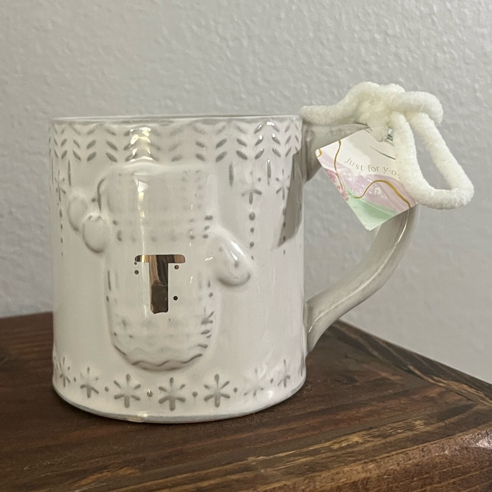 NWT Anthropologie Snowcap Reactive-Glazed Monogram Mug